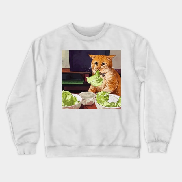 cat in a diet Crewneck Sweatshirt by gristiannn